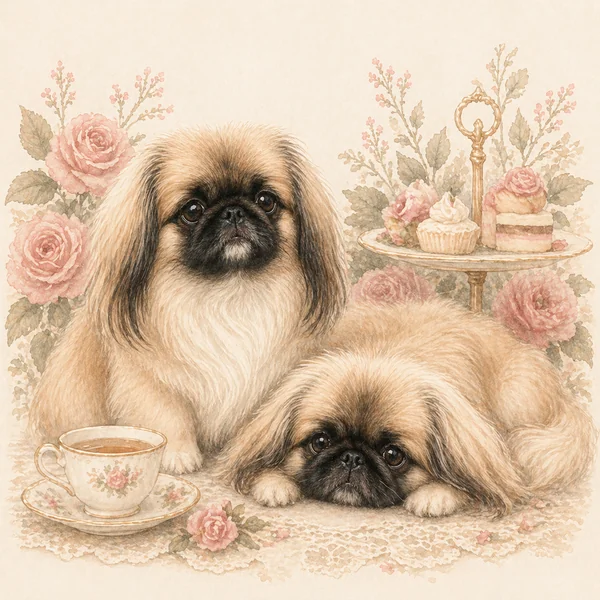 Cafe — Pekingese illustration